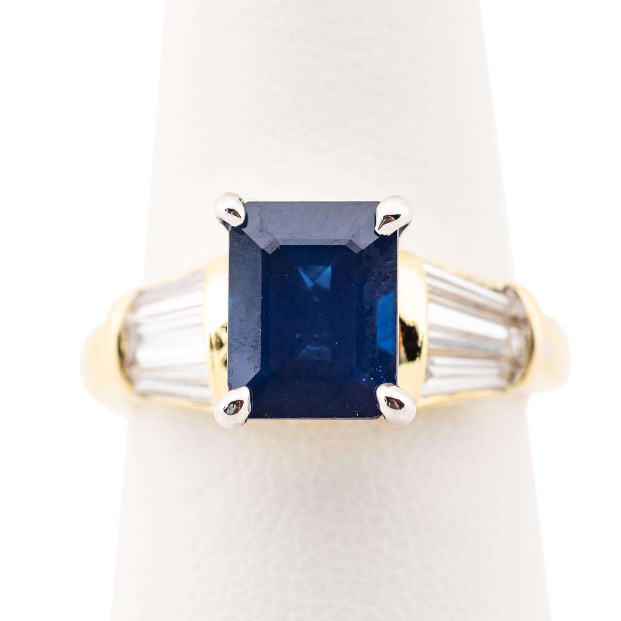 Appraisal: K YELLOW GOLD SAPPHIRE DIAMOND RING k yellow gold sapphire