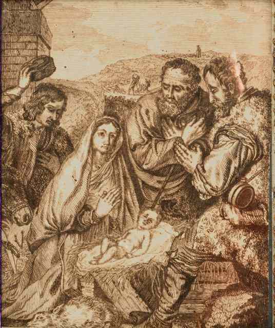 Appraisal: A TH CENTURY WOOD BLOCK PRINT of the nativity scene