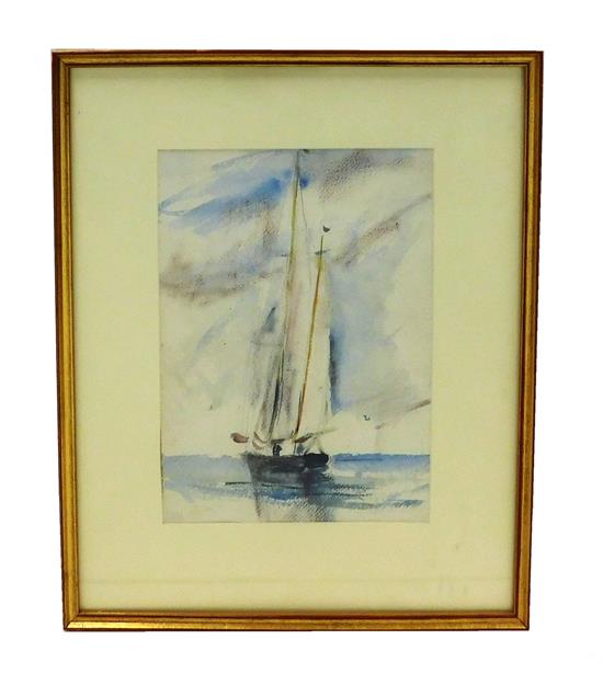 Appraisal: Marion Huse American - Sailboat on Calm Water watercolor and