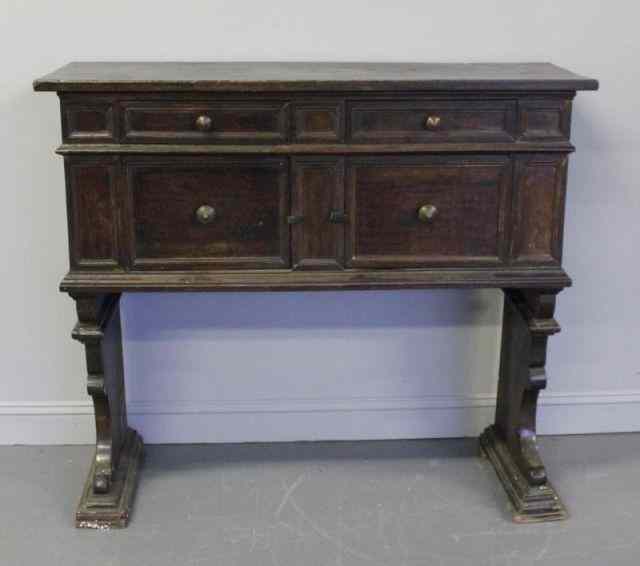 Appraisal: th Century Walnut Cabinet with Drawers AboveCabinet Doors From a