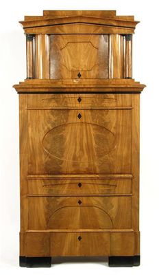 Appraisal: A th century Austrian mahogany secretaire a abattant with ebonised