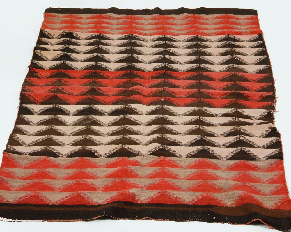 Appraisal: NAVAJO RUG x In red white and brown chevron design