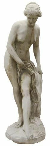 Appraisal: Near life-size cast stone garden sculpture La Baigneuse The Bather