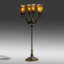 Appraisal: Tiffany Studios SIX-LIGHT BLOSSOM TABLE LAMP USA c patinated bronze