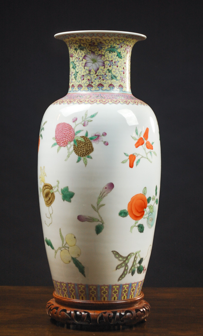 Appraisal: CHINESE REPUBLIC FAMILLE ROSE PORCELAIN VASE baluster form with flared