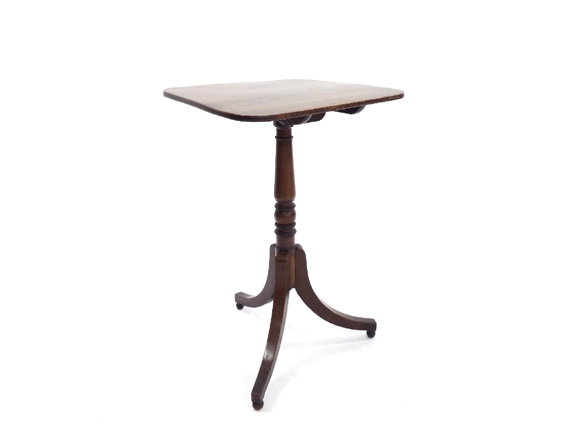 Appraisal: Georgian mahogany tilt-top tripod wine table the square top upon