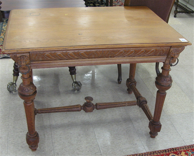 Appraisal: LOUIS XVI STYLE OAK LIBRARY TABLE Continental late th century