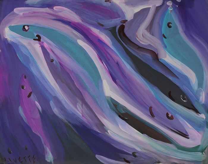 Appraisal: MERTON CLIVETTE - SEA OF VIOLET TURQUOISE FISH Gouache on