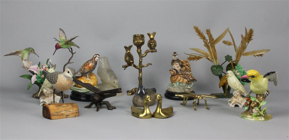 Appraisal: GROUP OF WOOD CERAMIC AND METAL BIRD FIGURINES including two