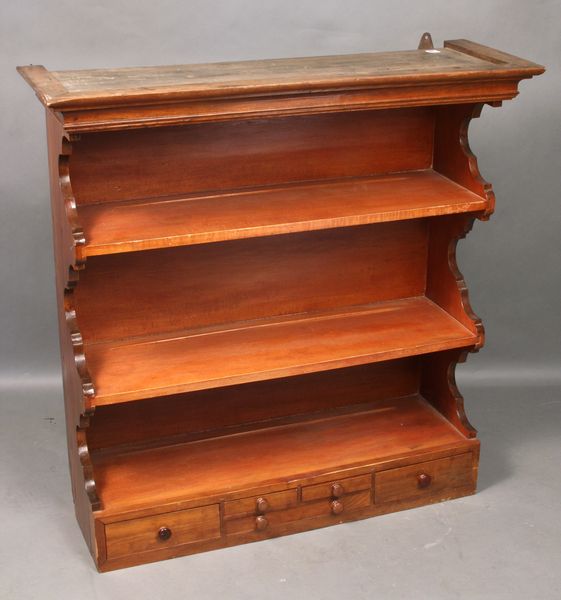 Appraisal: th Century New England cherry wall shelf with drawers h