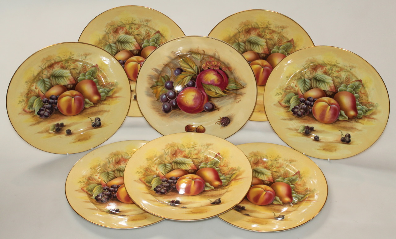 Appraisal: Eight various thC Aynsley bone china dinner plates each decorated