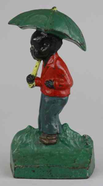 Appraisal: LITTLE SAMBO W UMBRELLA DOORSTOP Marked ''Little Black Sambo'' on