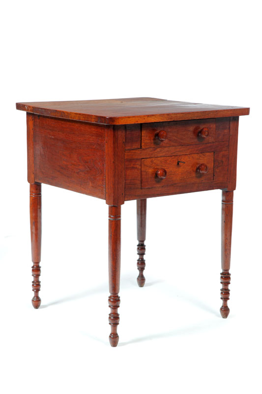 Appraisal: TWO-DRAWER STAND Midwestern - walnut and cherry Rounded corner top