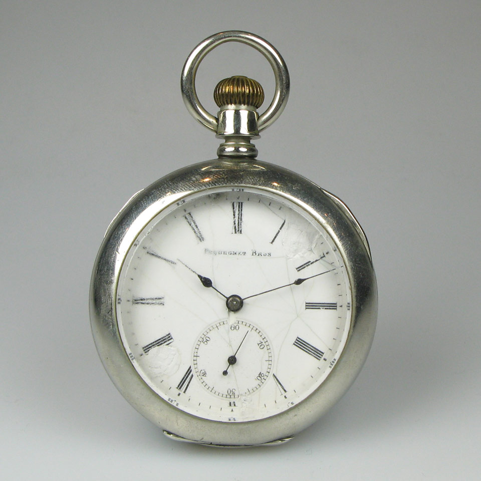 Appraisal: Pequegnat Bros Openface Pocket Watch circa mm jewel movement in