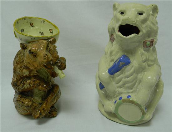 Appraisal: Two th C bear form pottery pitchers one marked ''Depose''