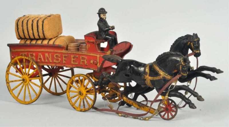 Appraisal: Cast Iron Ives Horse-Drawn Transfer Wagon Toy American Includes two