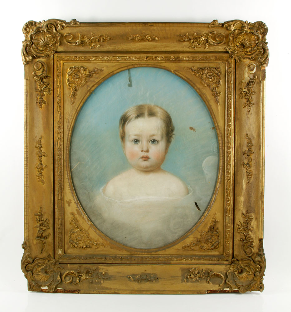 Appraisal: - th C Portrait of Young Child Pastel th century