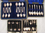 Appraisal: Silver A cased set of twelve teaspoons Sheffield and three