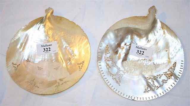 Appraisal: A PAIR OF CARVED MOTHER OF PEARL PLAQUES carved in