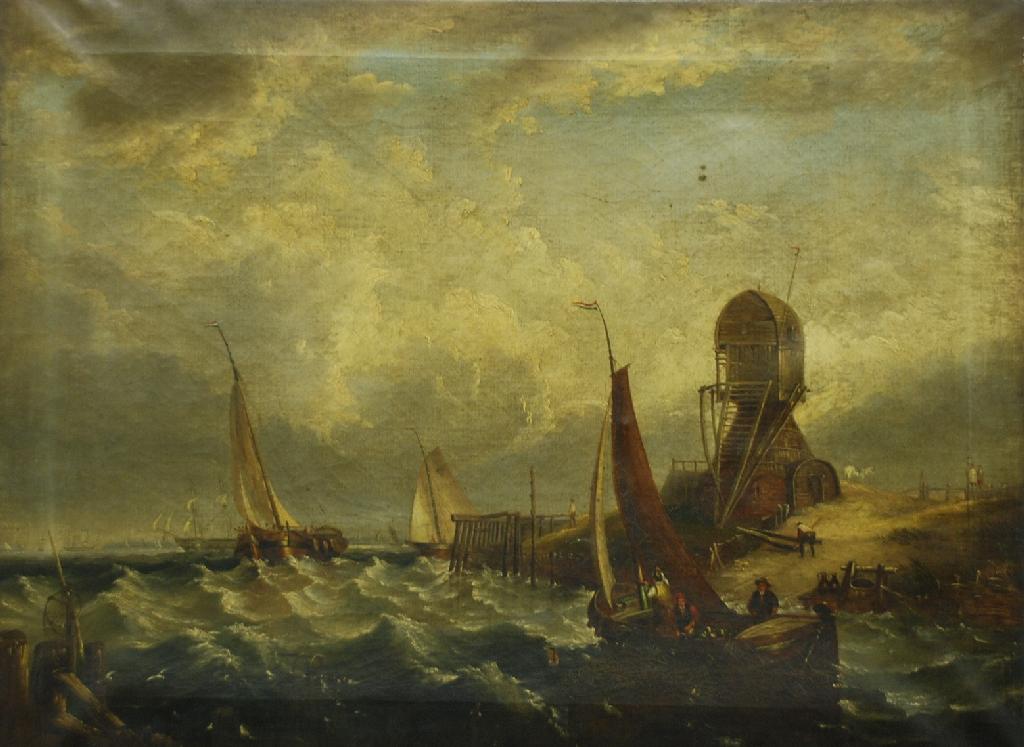 Appraisal: NINETEENTH CENTURY DUTCH SCHOOL OIL ON CANVAS Fishing smacks near