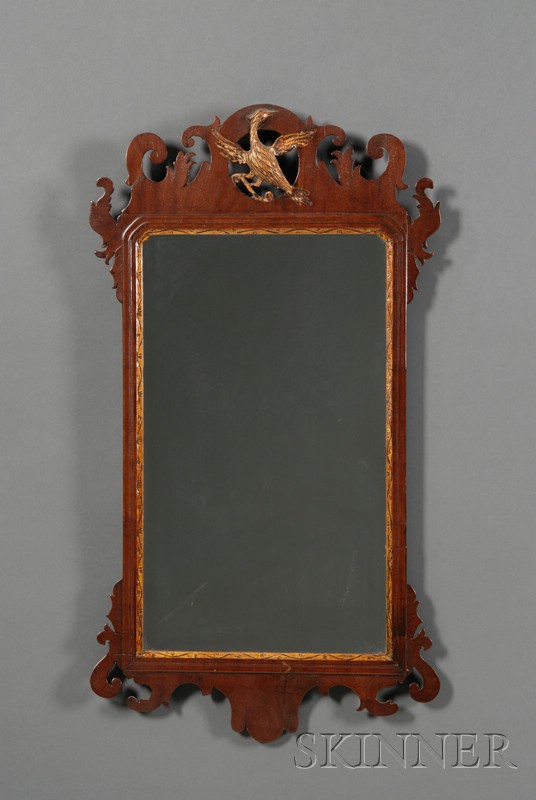 Appraisal: Chippendale Style Parcel-gilt Mahogany Scroll Mirror th century with scrolled