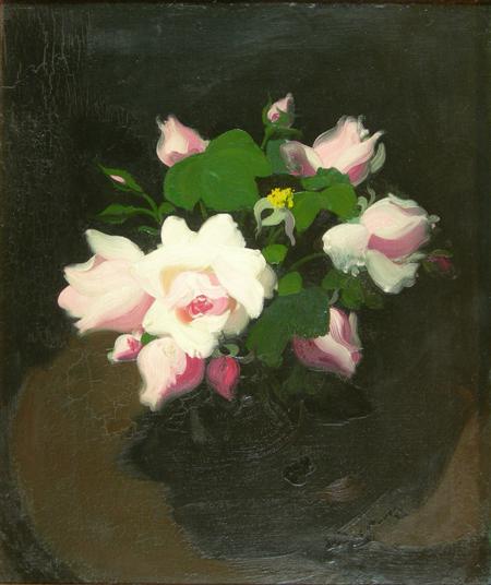 Appraisal: STUART PARK SCOTTISH - PINK ROSES Signed oil on canvas