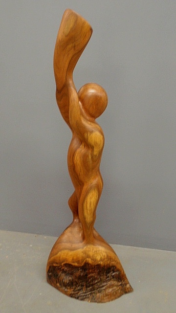 Appraisal: - Carved teakwood figure signed DTP h x w -