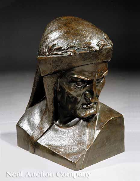 Appraisal: An Italian Bronze Bust of Dante after the original by