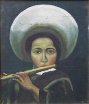 Appraisal: Unknown Artist probably th Century Ecuador Boy Playing Wood Flute