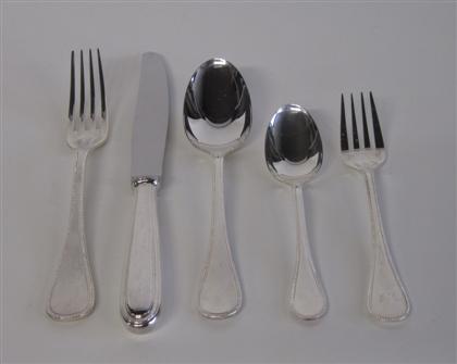 Appraisal: Partial Christofle silver plate 'Perles' pattern flatware serviceComprising dinner knives