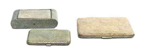 Appraisal: Three Shagreen Boxes comprising a cigarette barrel a card case