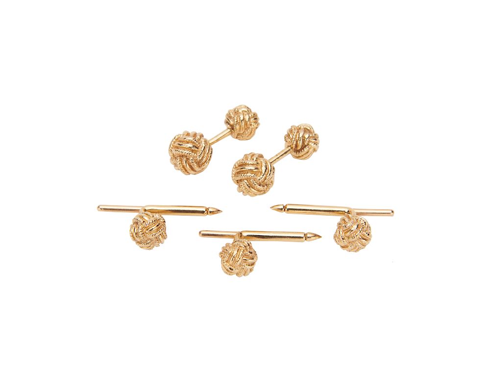 Appraisal: K Gold Dress Set K Gold Dress Set comprising cufflinks