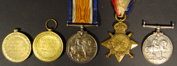 Appraisal: Five World War I Military Medals comprising two - War