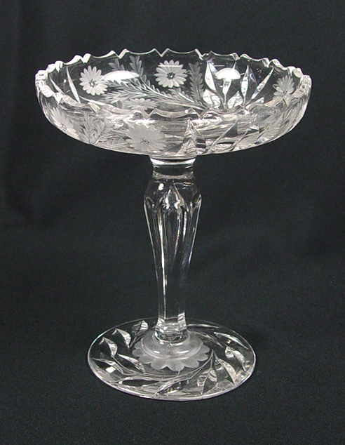 Appraisal: Cut Glass Compote With floral designs on the foot and