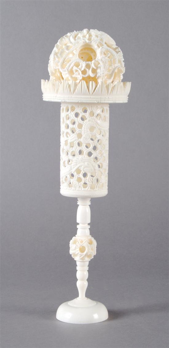 Appraisal: A Chinese Carved Ivory Puzzle Ball Height inches