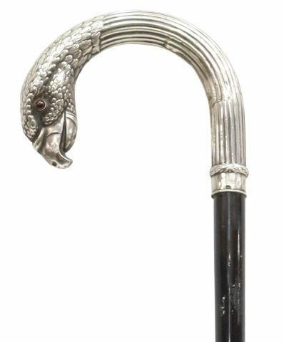 Appraisal: Silver-handled walking stick late th c silver content unknown handle