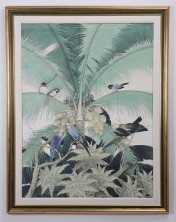 Appraisal: Wy Persa signed O c of birds in palm tree