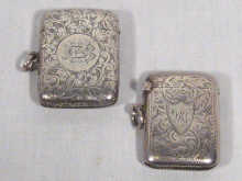 Appraisal: Two silver engraved vesta cases one hallmarked Birmingham the other