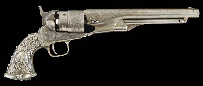 Appraisal: SPECTACULAR ENGRAVED TIFFANY GRIPPED COLT MODEL ARMY REVOLVER Cal SN