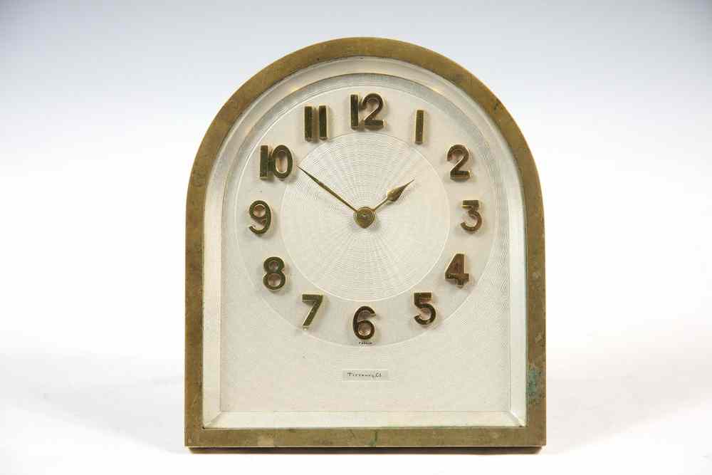 Appraisal: TIFFANY DESK CLOCK - Brass Cased Tiffany Desk Clock in