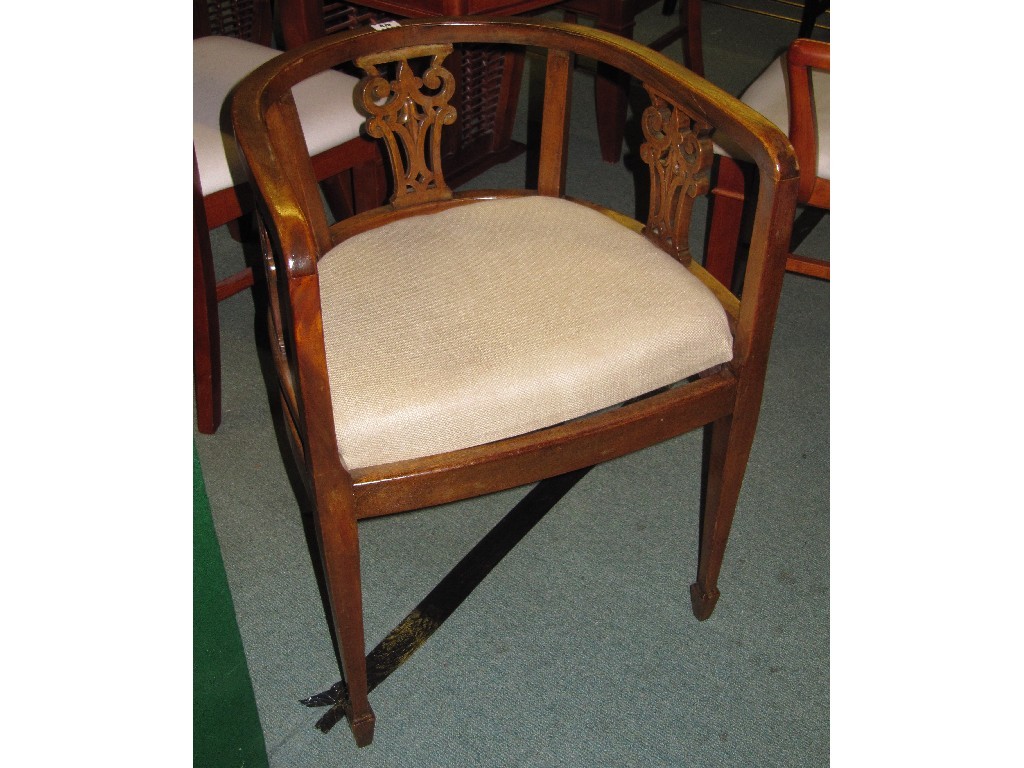 Appraisal: Mahogany bow back open armchair