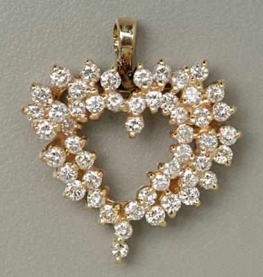 Appraisal: Open heart diamond pendant round brilliant-cut diamonds total estimated weight