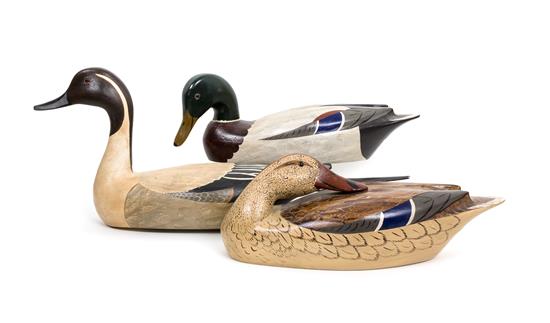 Appraisal: Sale Lot Three Painted Decoys Chas A Moore two signed