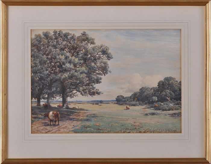 Appraisal: FREDERICK E BODKIN TH TH C PASTORAL LANDSCAPE WITH COWS