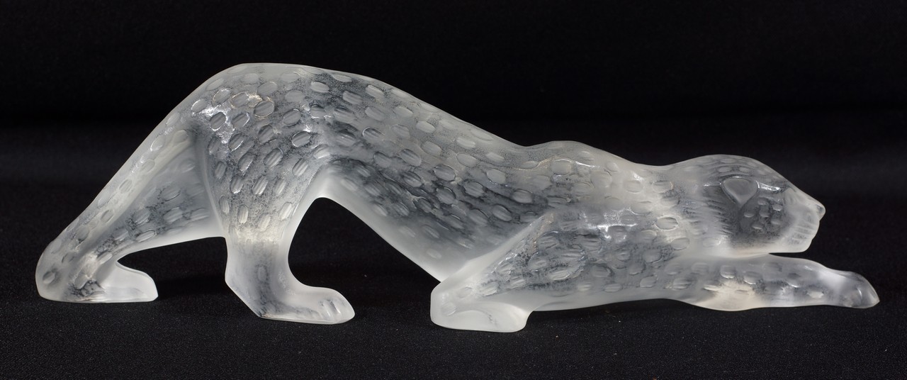 Appraisal: Lalique crystal leopard figure - l x - h