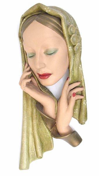 Appraisal: An English plaster wall mask Modern Madonna by Ian Douglas