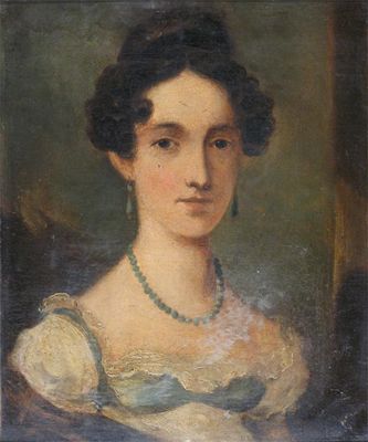 Appraisal: English School c Portrait of a lady wearing a pearl