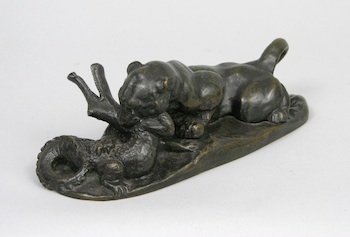 Appraisal: After Antoine-Louis Barye French - Jaguar and crocodile Cast bronze