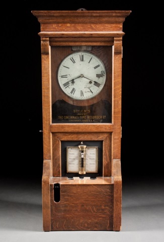 Appraisal: Cincinnati Time Recorder Co oak time clock th century oak