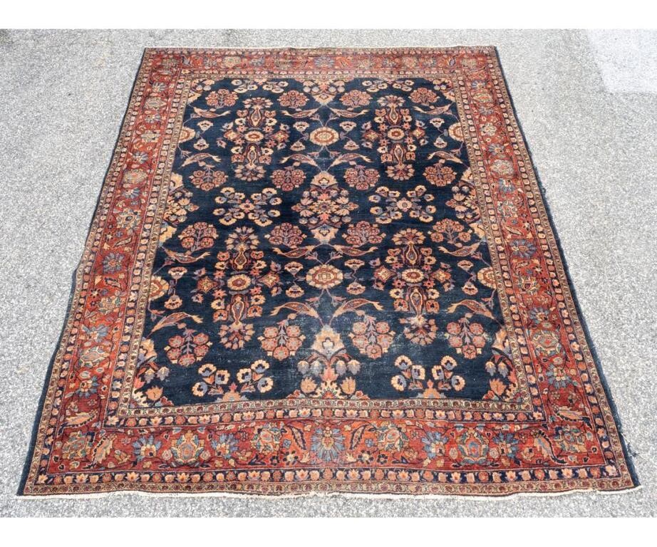 Appraisal: Room size antique colorful Kashan carpet with floral patterns blue